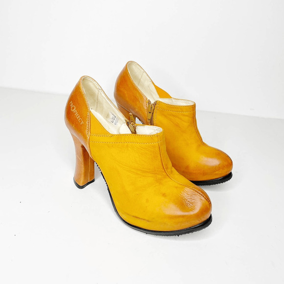 Prophecy Our Secret womens ankle bootie orange leather heeled boot EUR 37 US 7 - Picture 1 of 10